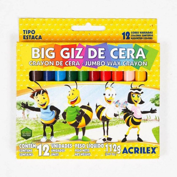 GIZ DE CERA BIG COM 12 CORES ACRILEX