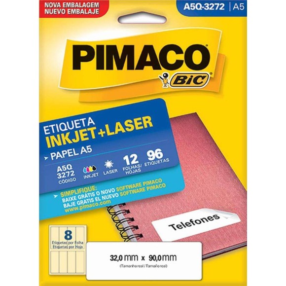 ETIQUETA PIMACO A5 INKJET/LASER A5Q-3272